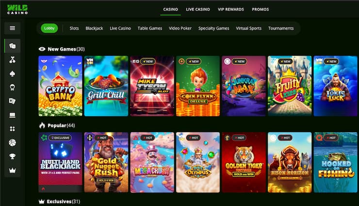 Inside look at Wild Casino — a trusted name among casinos that accept prepaid Visa cards.